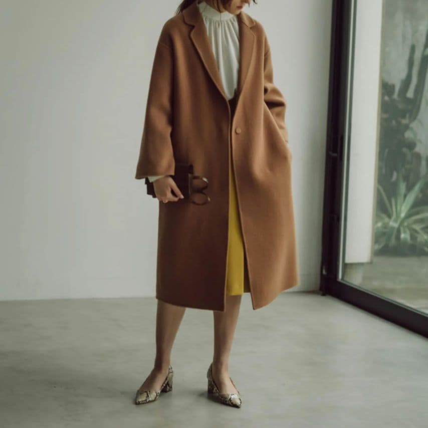 ソージュ　ウールリバーコート　キャメル