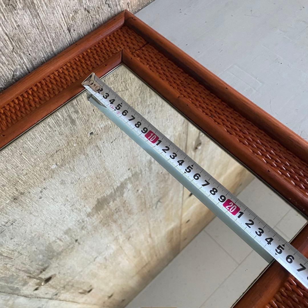 ラタン　籐　ウォールミラー　姿見　ヴィンテージ