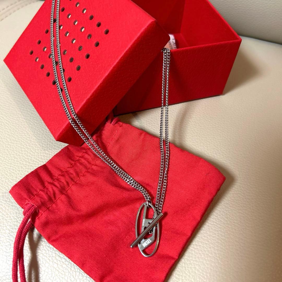 DIESEL ディーゼル　ステンレススチールチェーンネックレス　D