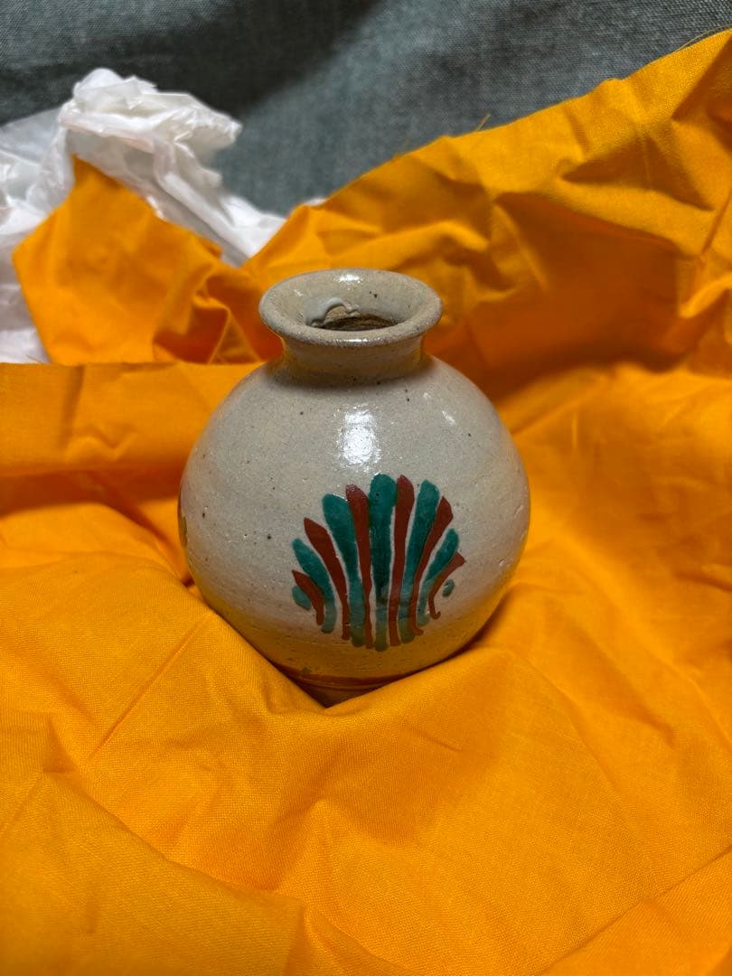 濱田友緒 赤絵花瓶 一輪挿し 花瓶 益子焼