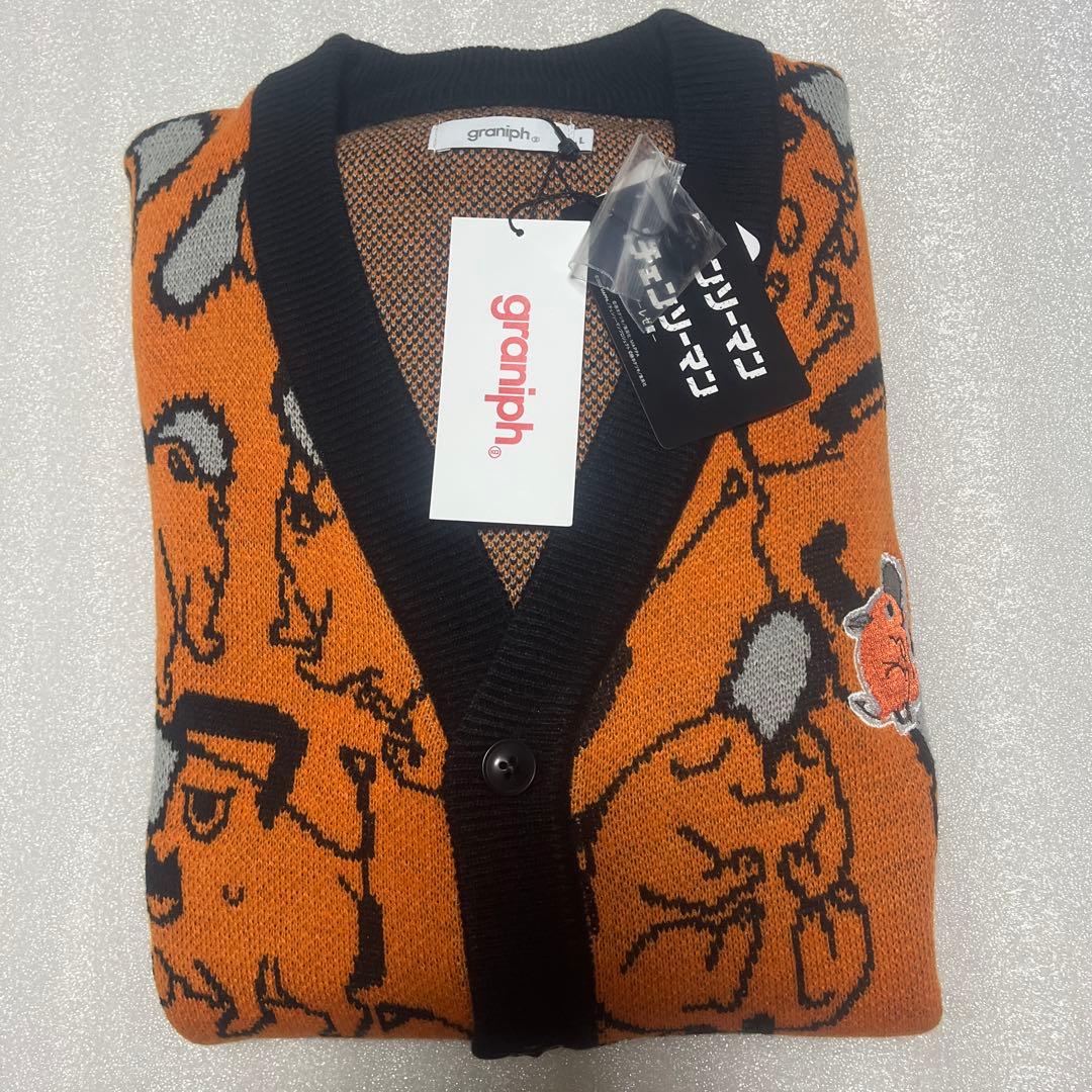 グラニフ　チェンソーマン　ポチタ パターン　ジャカードカーディガン　L