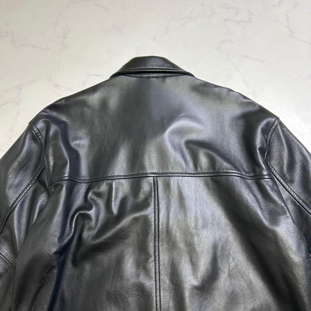 ナノユニバース レザー カーコート 羊革 黒 M 本革 レザージャケット