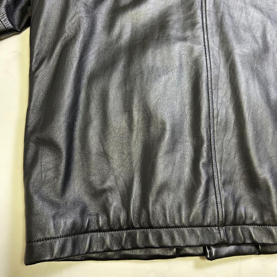 ナノユニバース レザー カーコート 羊革 黒 M 本革 レザージャケット