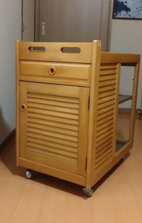 木製キッチンワゴン 引き出し付き　カリモク家具