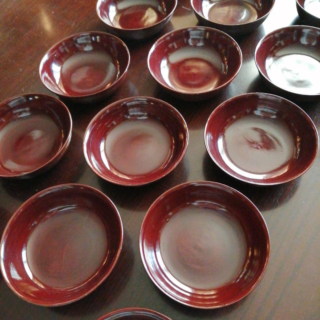 木製漆器　糸目小皿　14枚　11cm　江戸後期