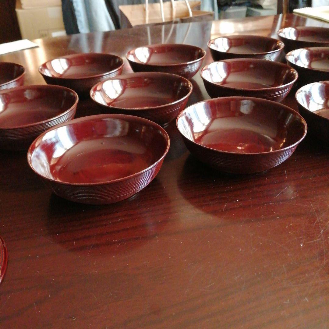 木製漆器　糸目小皿　14枚　11cm　江戸後期