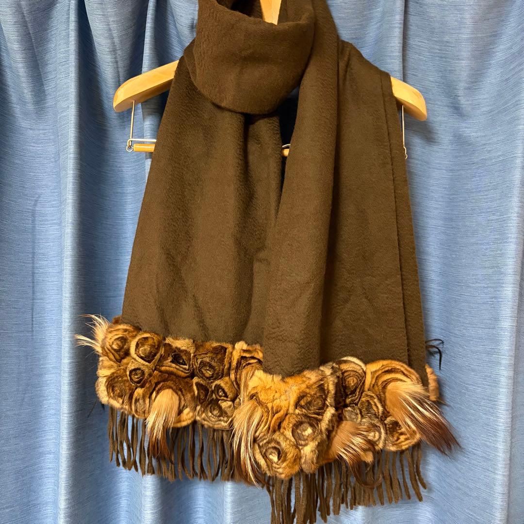 フェンディFendi 100%カシミヤ デザインマフラー ストール