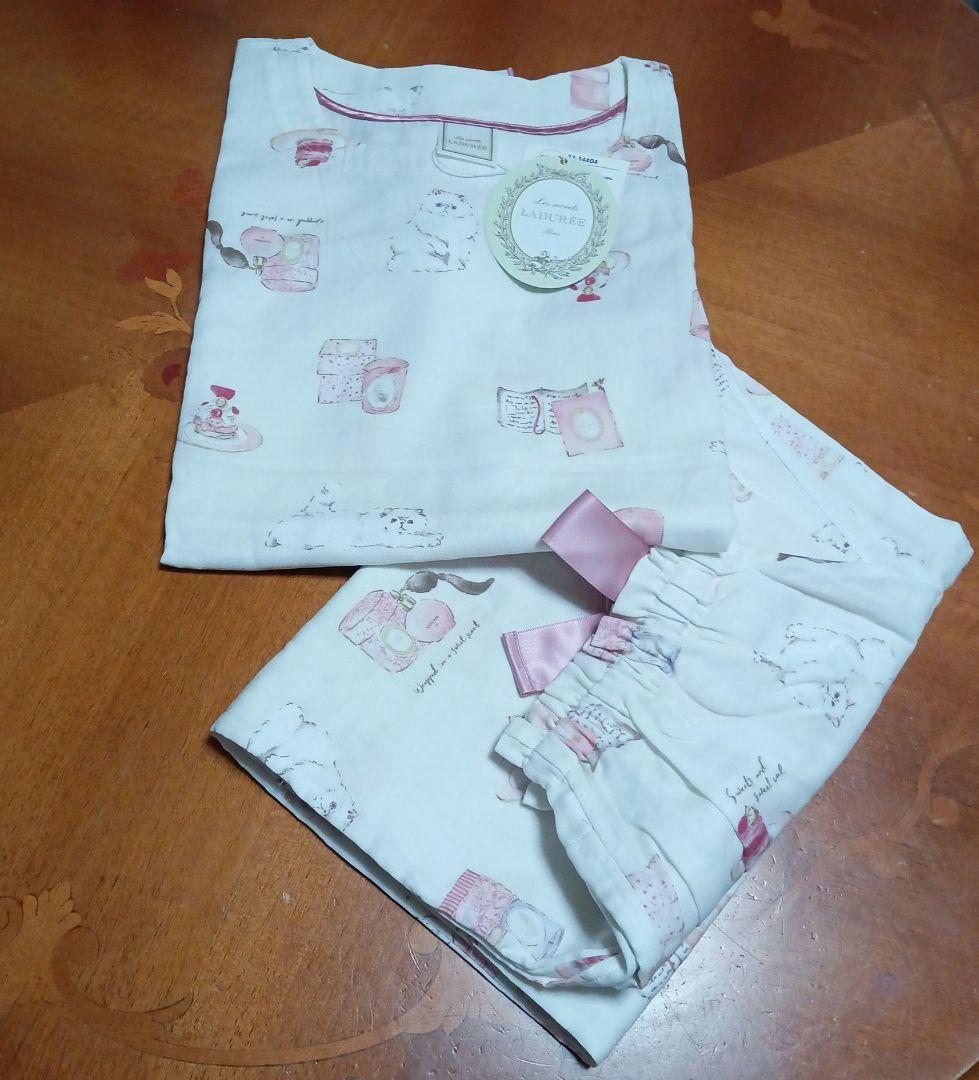 ◎新品 Laduree スクレ ラデュレ パジャマ フリル袖 Wガーゼ ホワイト