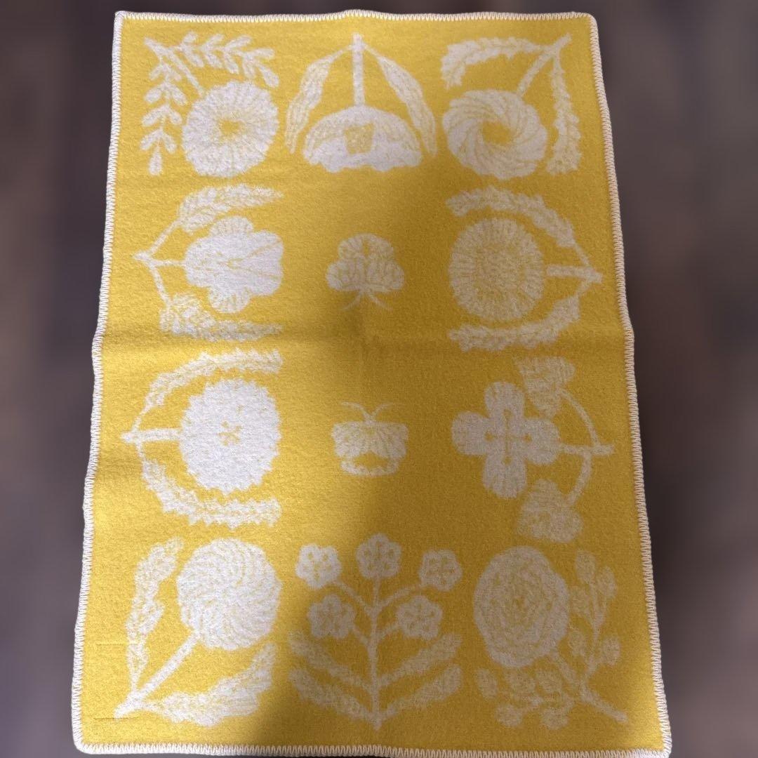 美品　ラプアンカンクリ　鹿児島睦　花柄ブランケット 　イエロー