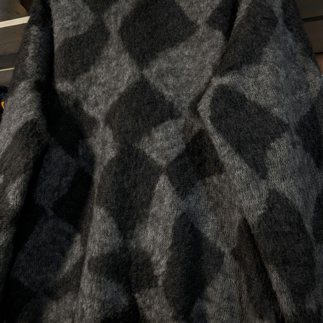 日本製　完売品　RADIAL　毛足長　モヘアカーディガン　アーガイル　希少サイズ