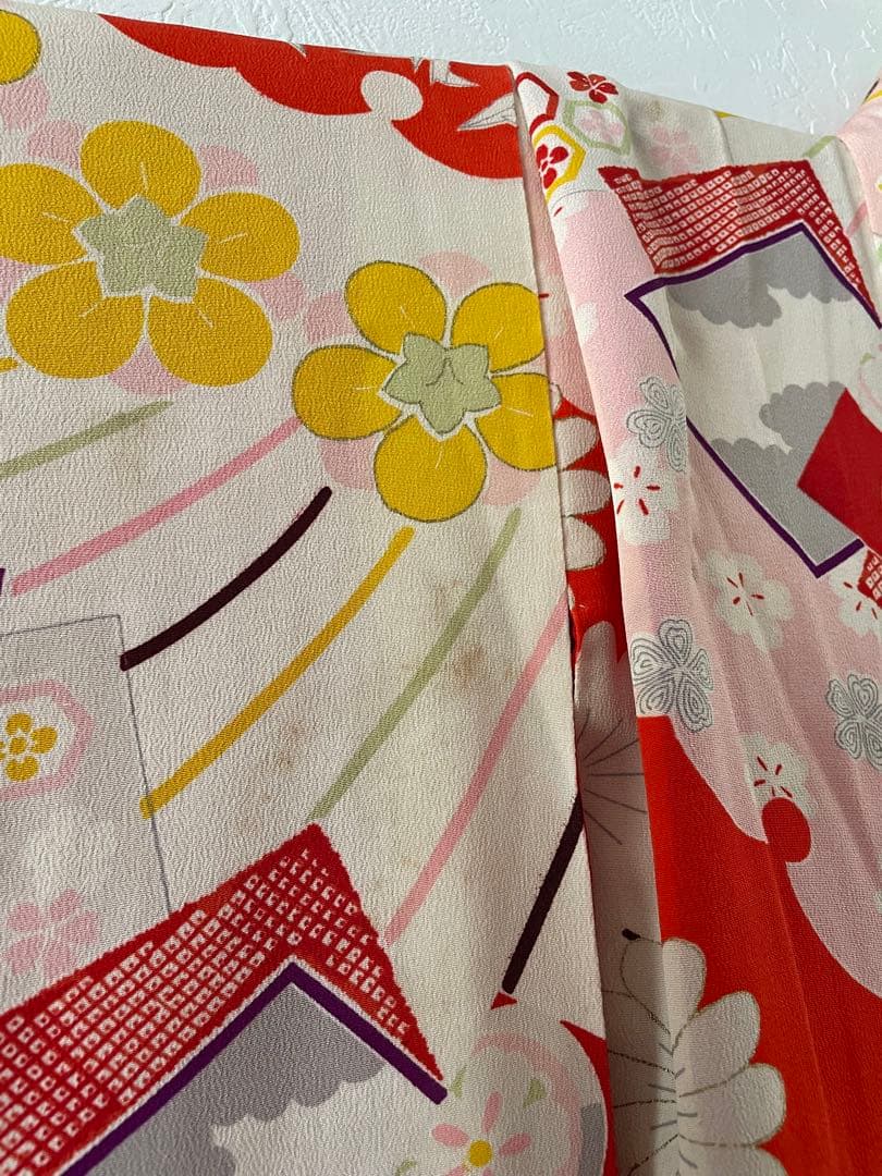 七五三　7歳　8歳　アンティークお着物セット　大寸作り帯コーデ