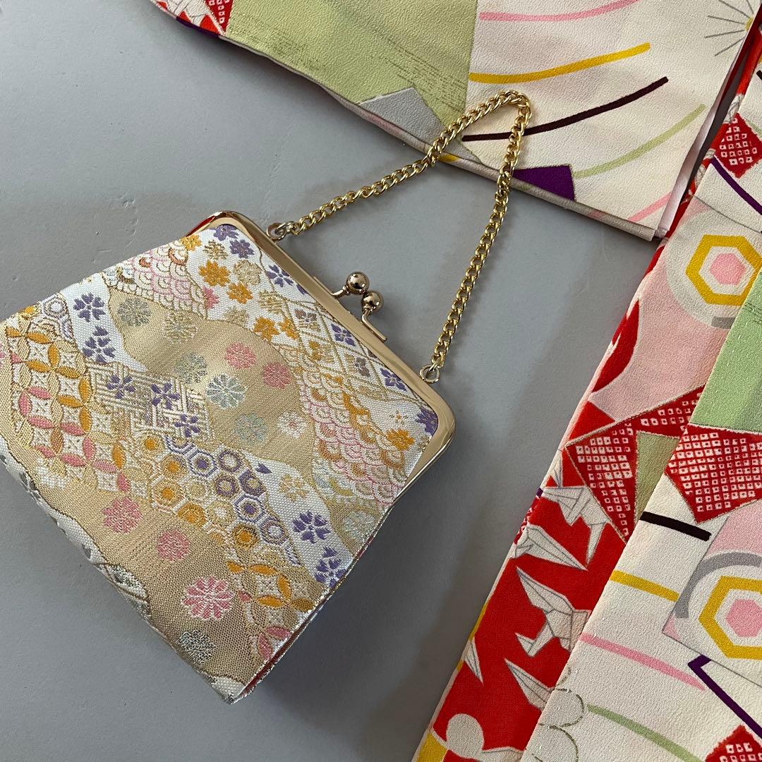 七五三　7歳　8歳　アンティークお着物セット　大寸作り帯コーデ