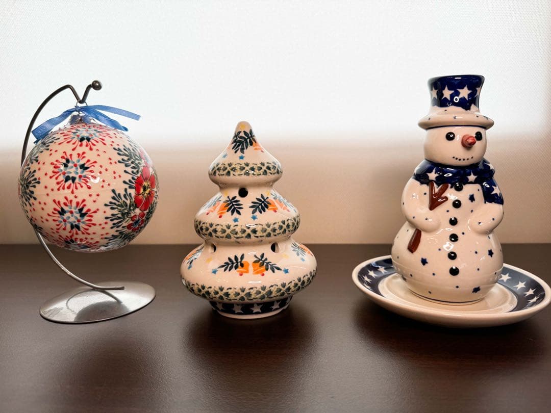 ポーリッシュポタリー クリスマス3点セット 陶器 輸入品 飾り