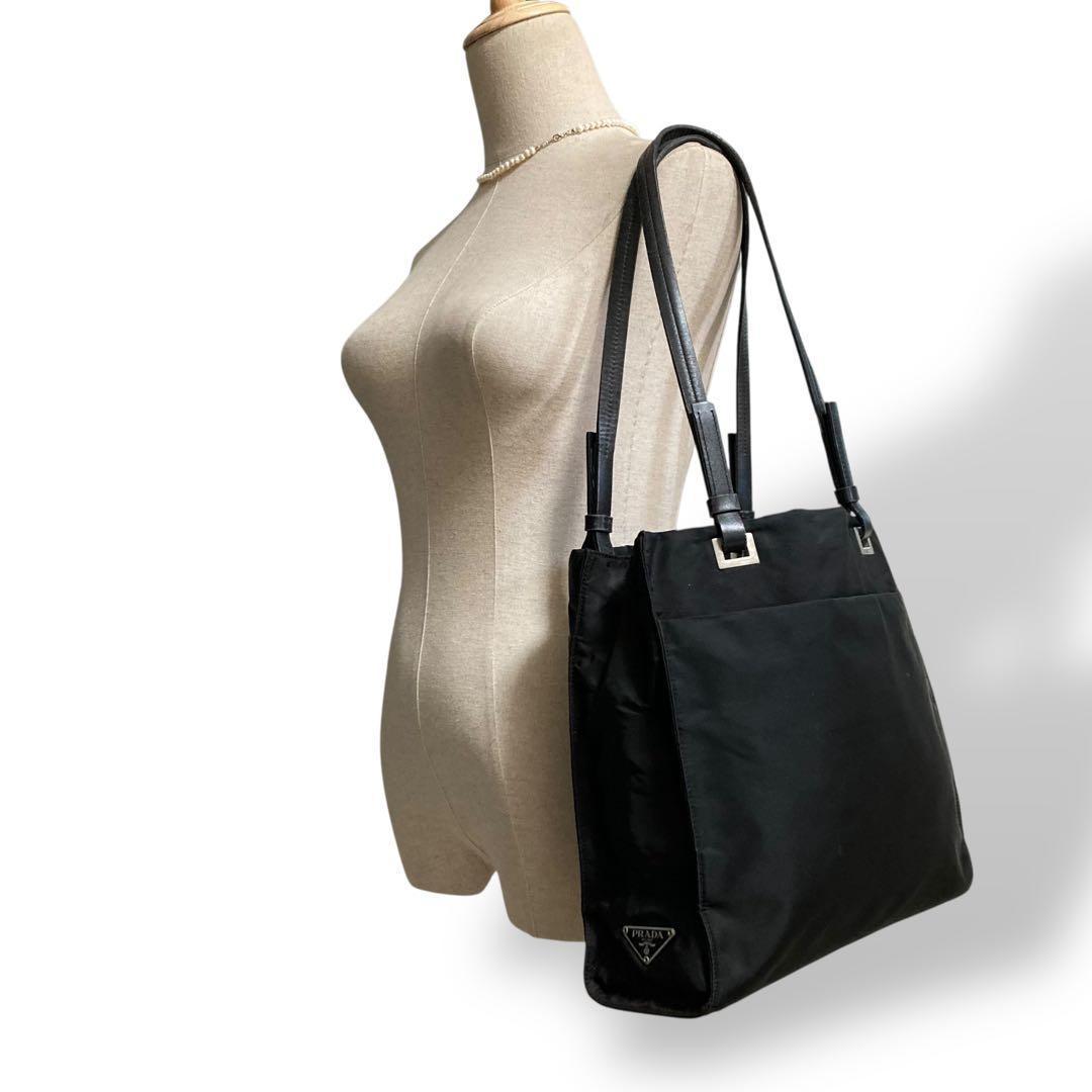 【美品】プラダ　テスート　ショルダートートバッグ　ナイロン　三角ロゴ　ブラック