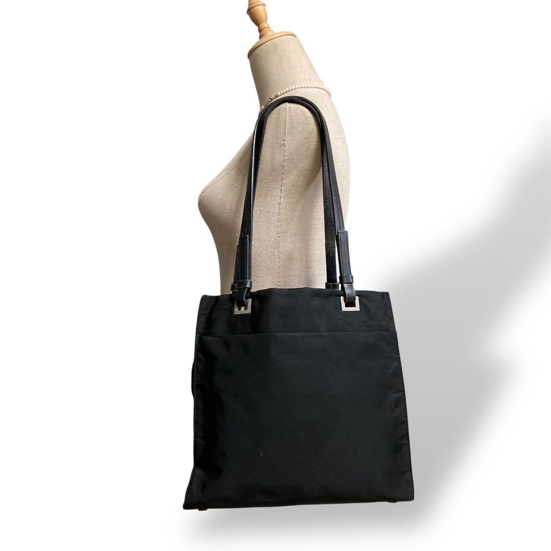 【美品】プラダ　テスート　ショルダートートバッグ　ナイロン　三角ロゴ　ブラック