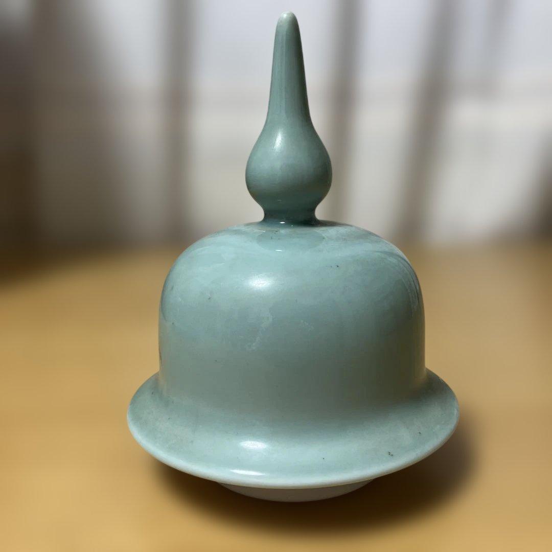 深川製磁 青磁 冠付 花瓶 宮内庁御用達 桐箱付き