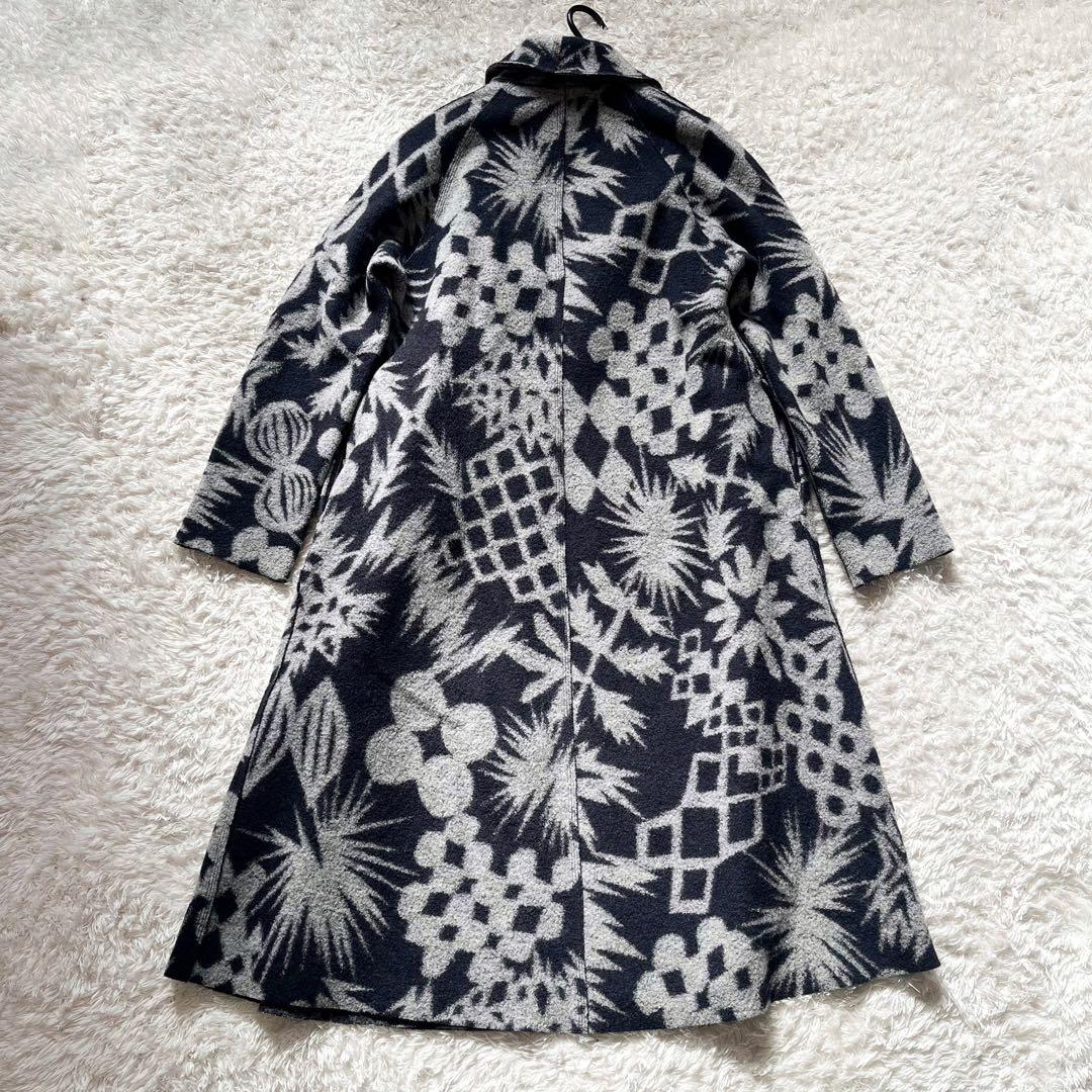 15年winterヨーガンレール ジャカードフェルトのコート ウール ネイビー