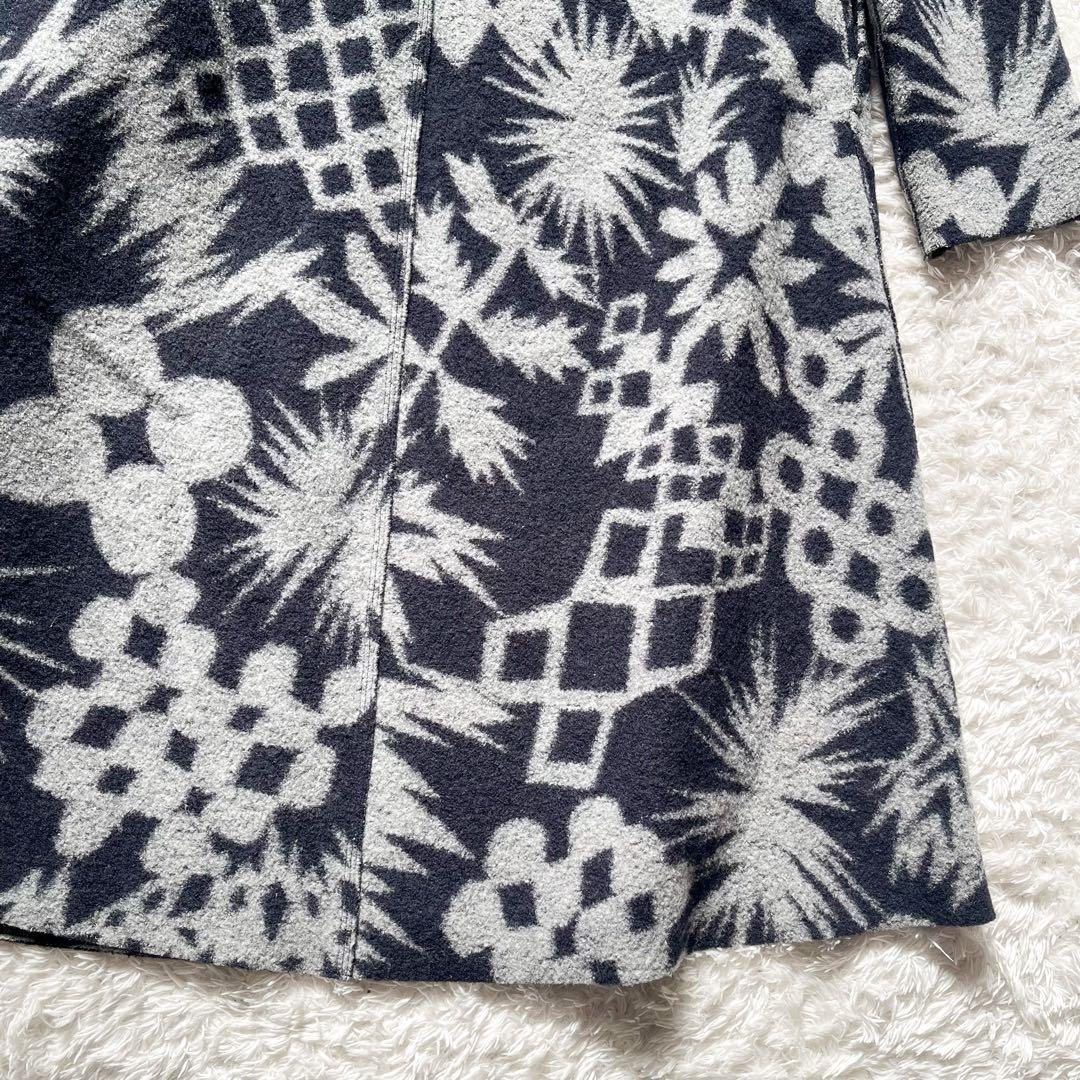 15年winterヨーガンレール ジャカードフェルトのコート ウール ネイビー