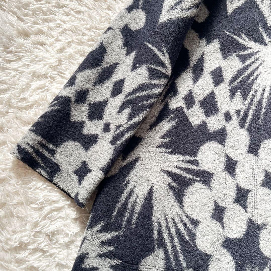 15年winterヨーガンレール ジャカードフェルトのコート ウール ネイビー