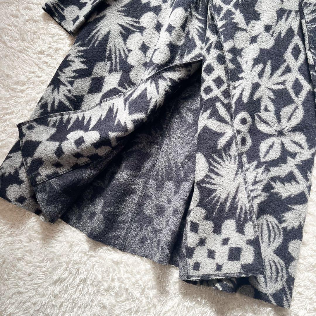 15年winterヨーガンレール ジャカードフェルトのコート ウール ネイビー