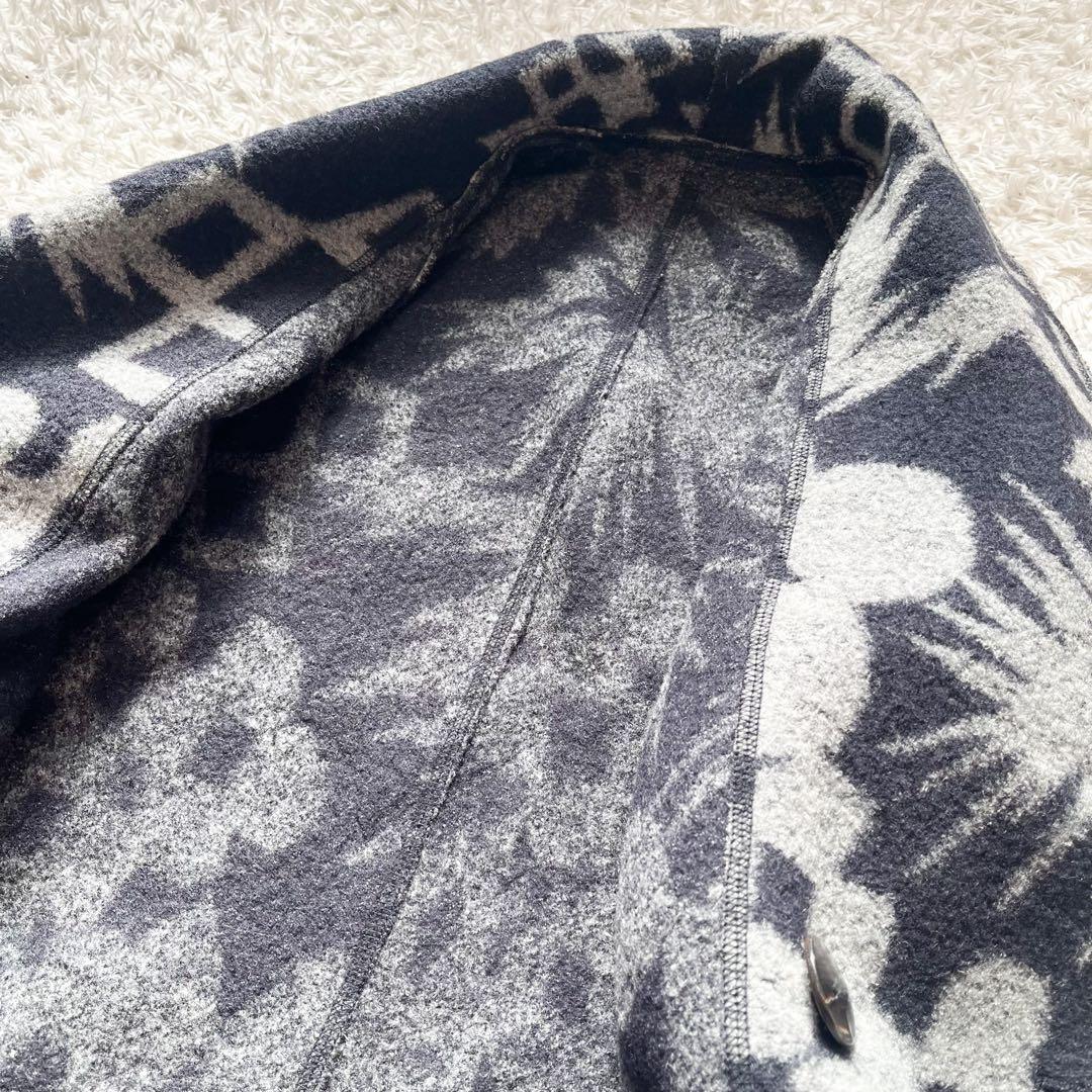 15年winterヨーガンレール ジャカードフェルトのコート ウール ネイビー