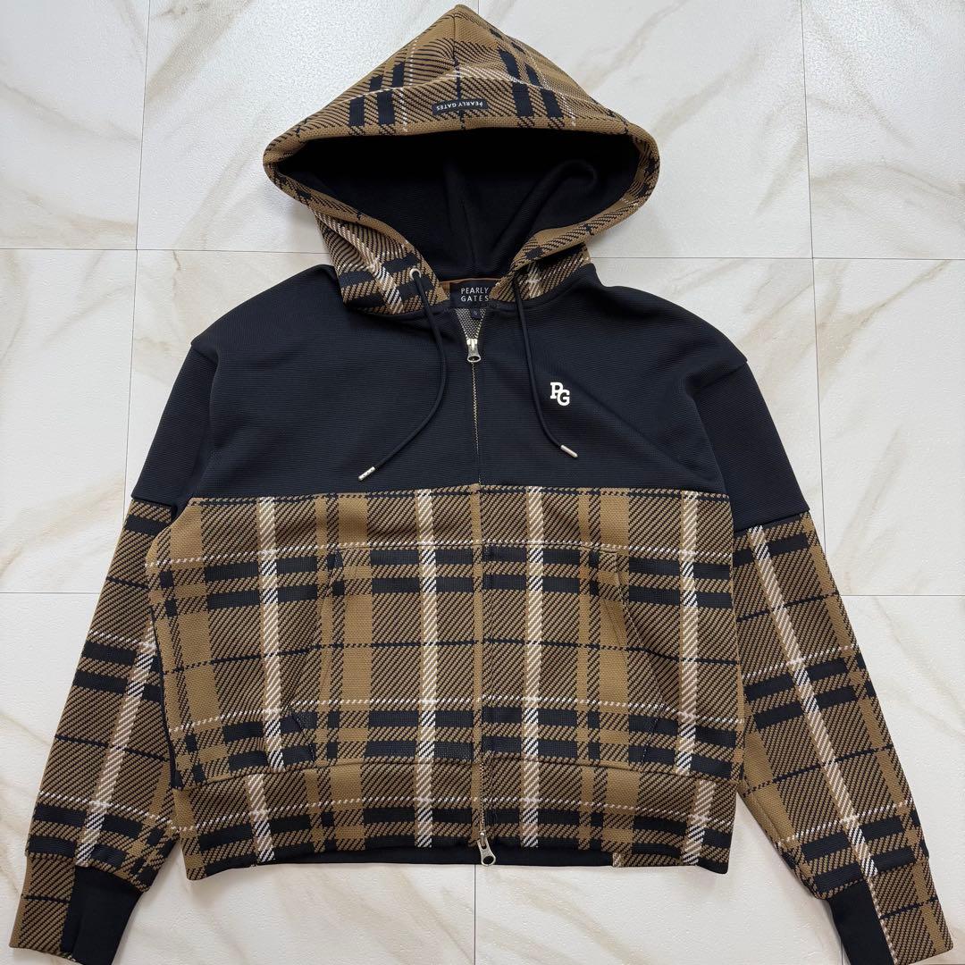 極美品✨ パーリーゲイツ フルジップパーカー チェック PG ロゴ