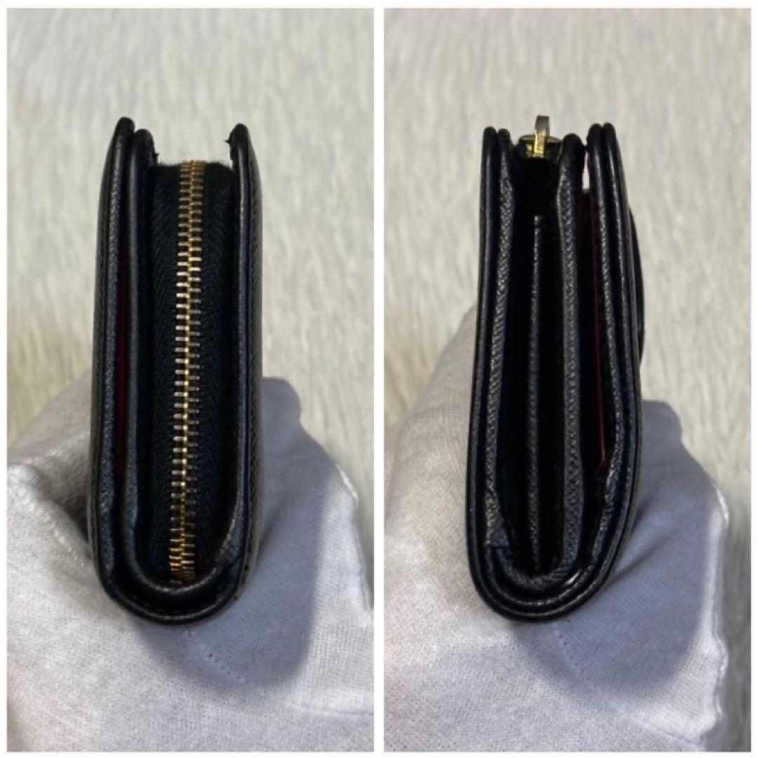 最終価格　定番　早い者勝ち　PRADA プラダ　バイカラー　二つ折り　黒 財布