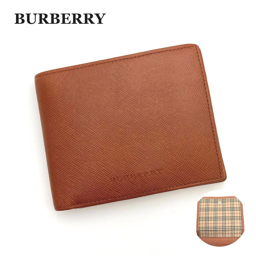 ☆キーウィ☆...✨BURBERRY 二つ折り財布 サフィアーノレザー 茶