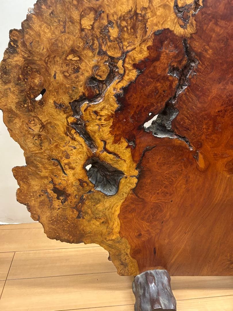 花梨瘤 衝立 一枚板 天然木 玉杢 花梨瘤杢 スタンド付　送料込み
