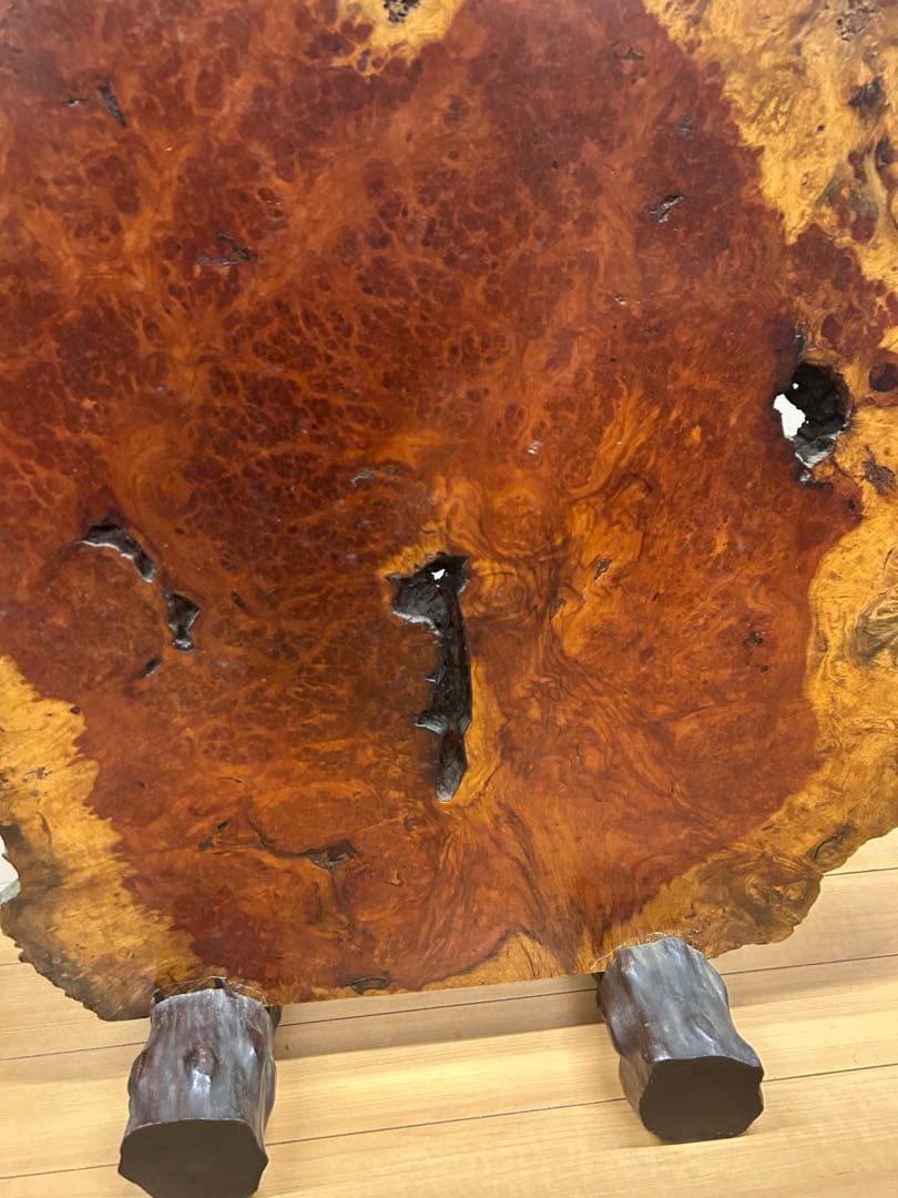 花梨瘤 衝立 一枚板 天然木 玉杢 花梨瘤杢 スタンド付　送料込み