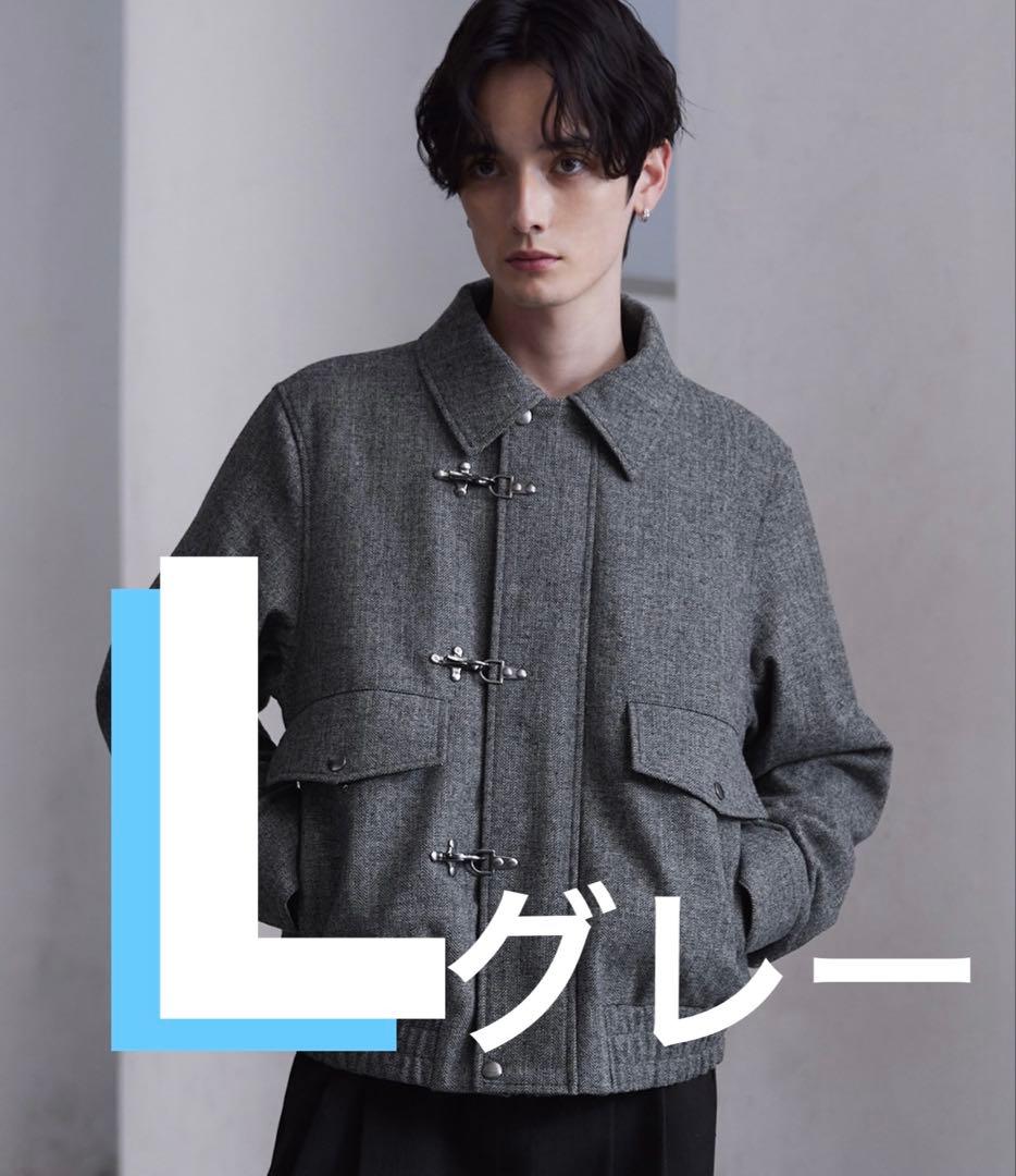 clel ウール ブレンド ヘリンボーン ツイード ファイヤーマン ブルゾン　L