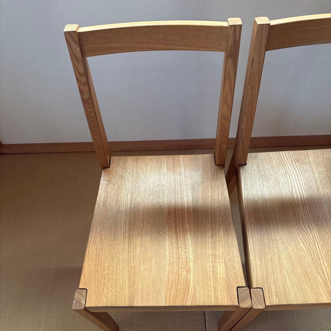 MUJI無印良品 タモ無垢材チェア2脚/ダイニング