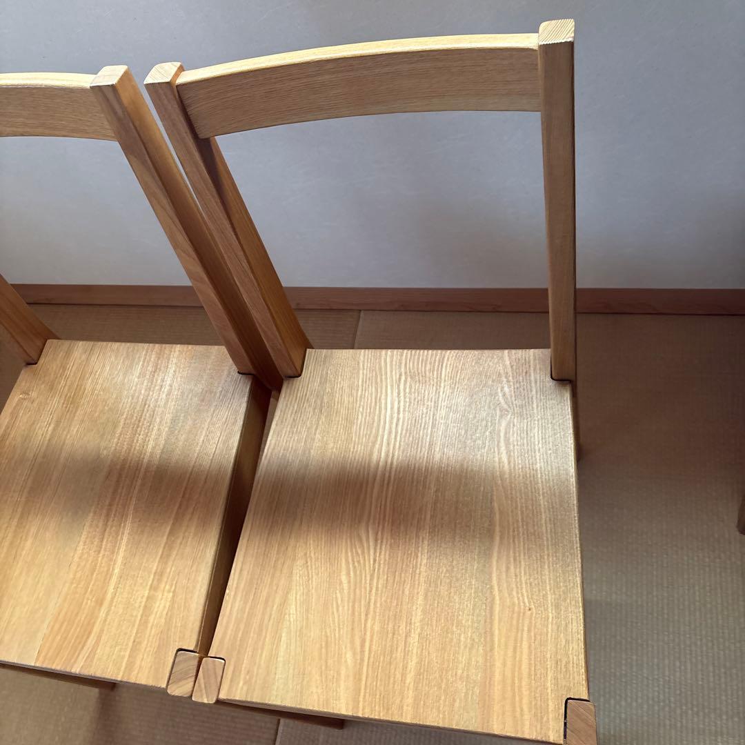 MUJI無印良品 タモ無垢材チェア2脚/ダイニング
