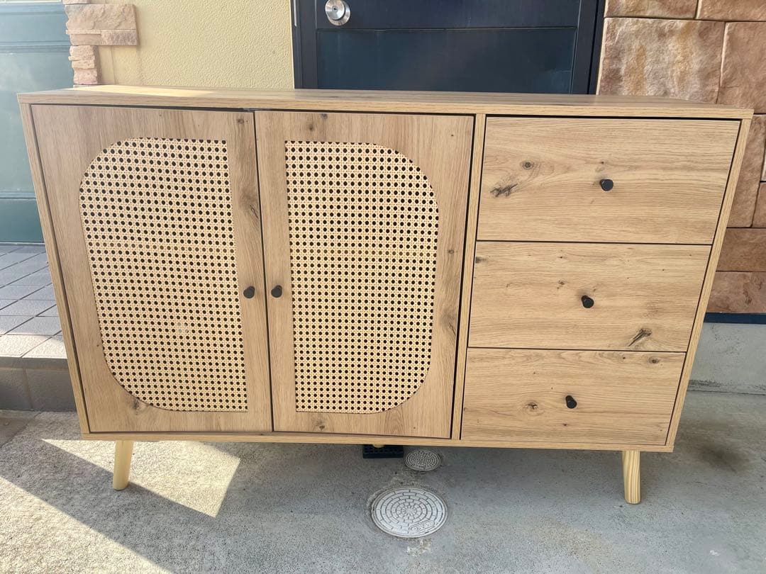 キャビネット サイドボード チェスト ラタン調 ラタン風 引き出し付き 収納棚