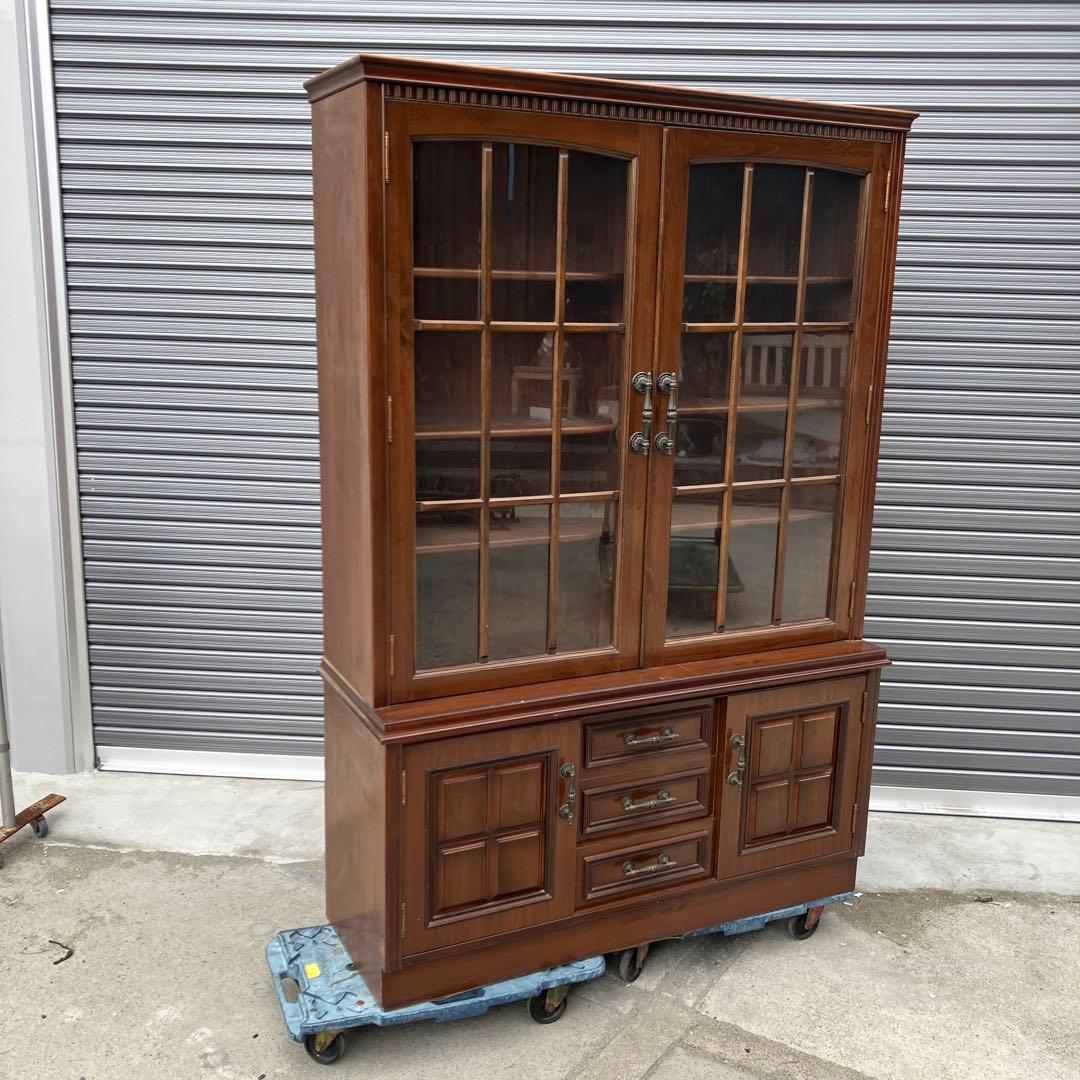 アンティーク 木製カップボード サイドボード 飾り棚 大型 食器棚 ビンテージ