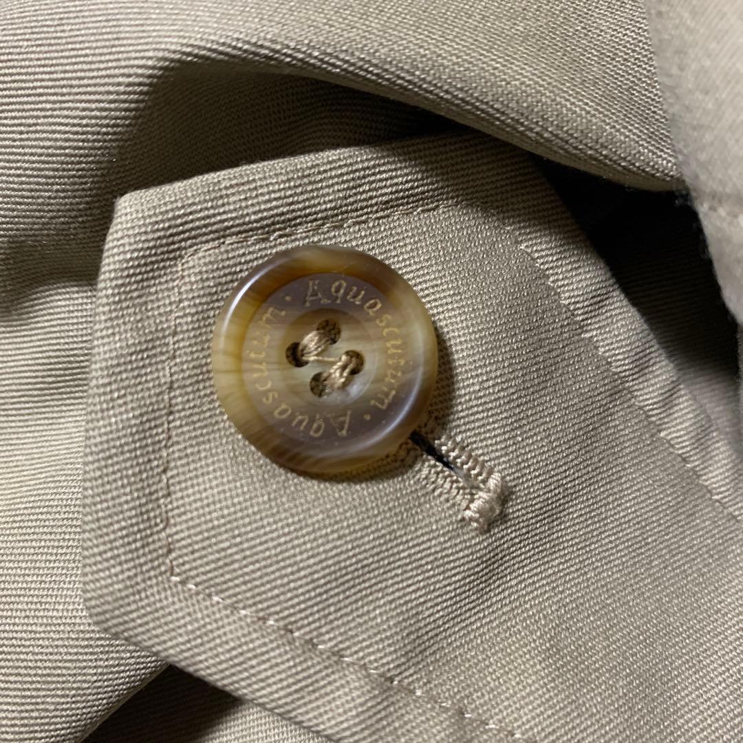 アクアスキュータム　英国製　チェック　ステンカラーコート ベージュ　比翼　XL