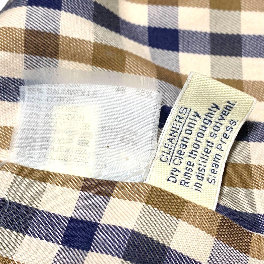 アクアスキュータム　英国製　チェック　ステンカラーコート ベージュ　比翼　XL