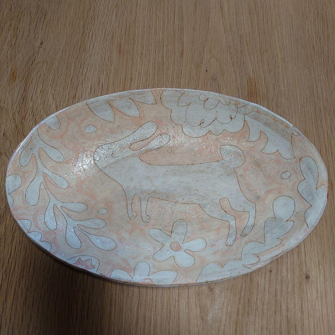 最終価格　鹿児島睦さん　うさぎ柄　オーバルプレート（難有り）