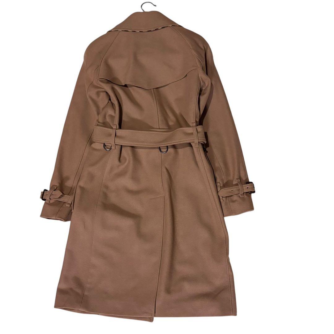 未使用級 BURBERRY カシミヤ混 女優襟 ジャガード ベルテッドコート