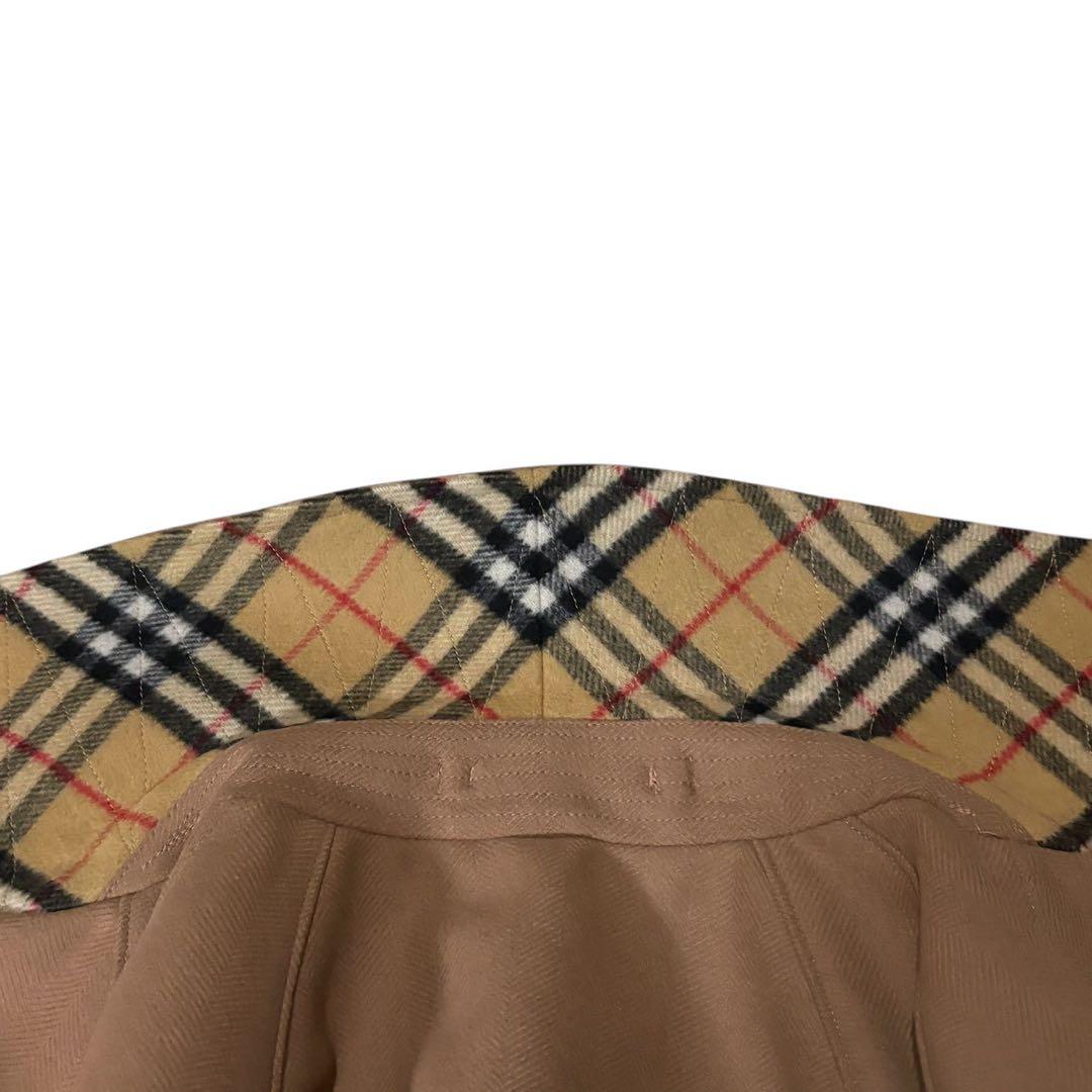 未使用級 BURBERRY カシミヤ混 女優襟 ジャガード ベルテッドコート