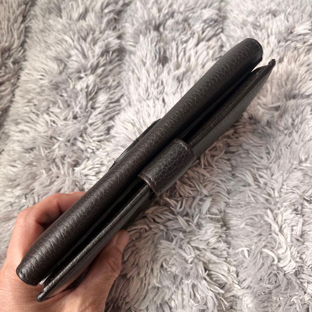 極美品✨GUCCI インターロッキング　長財布　シボレザー　ブラウン　Wホック