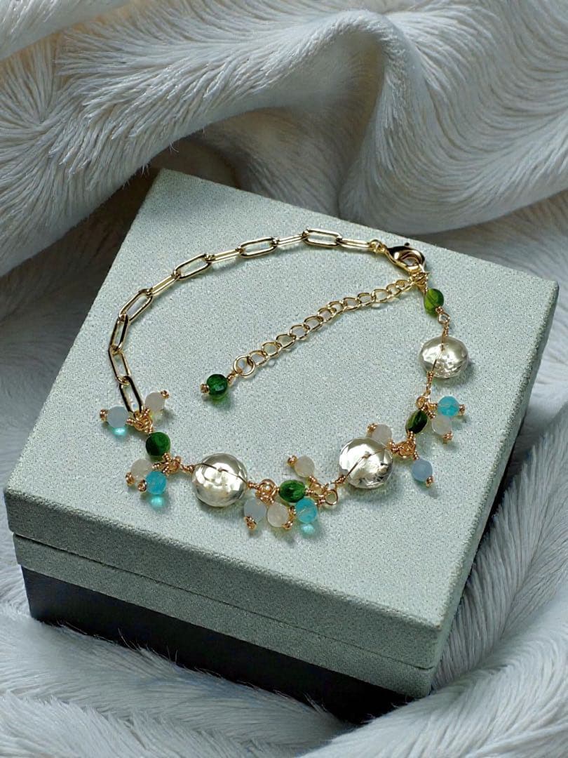 【14kgf】グリーンアメジスト×アクアマリン＊ブレスレット⭐︎No.270