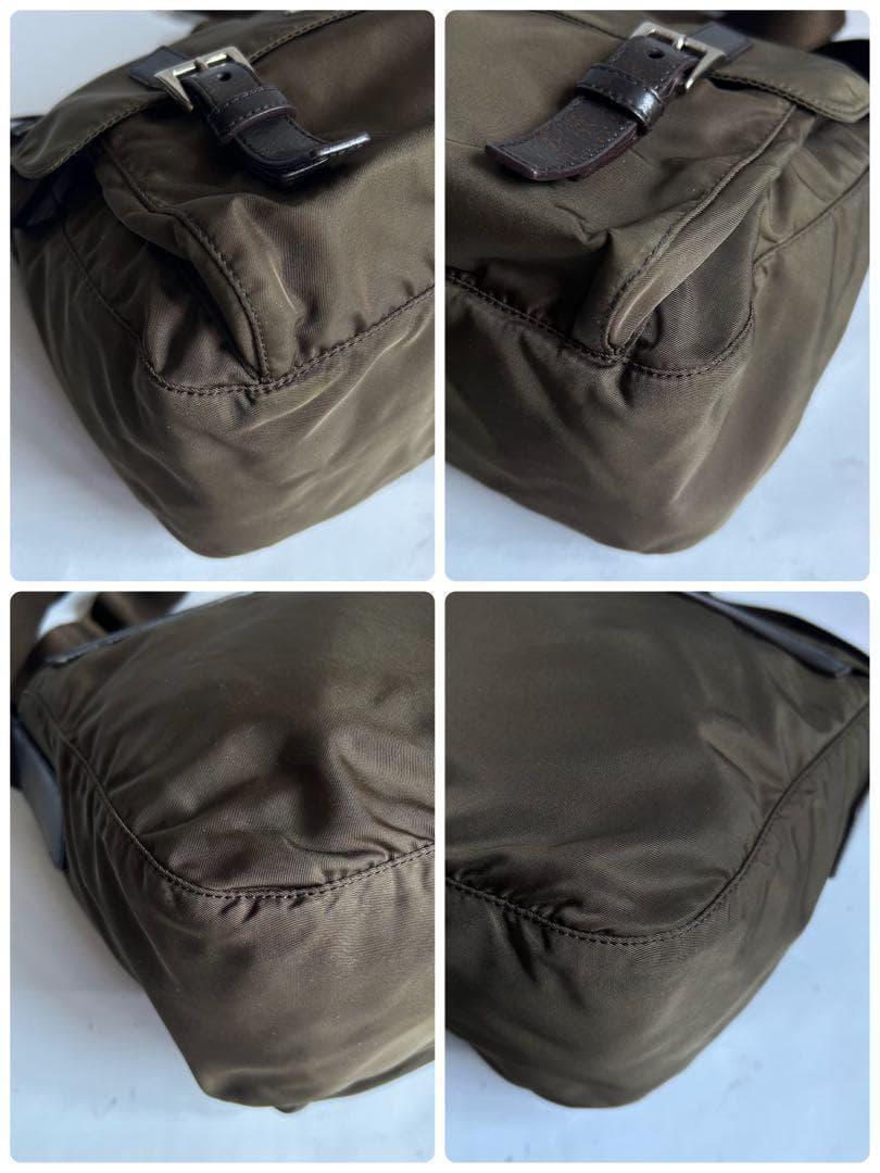 プラダ メッセンジャーバッグ ショルダーバッグ 三角プレート ナイロン カーキ