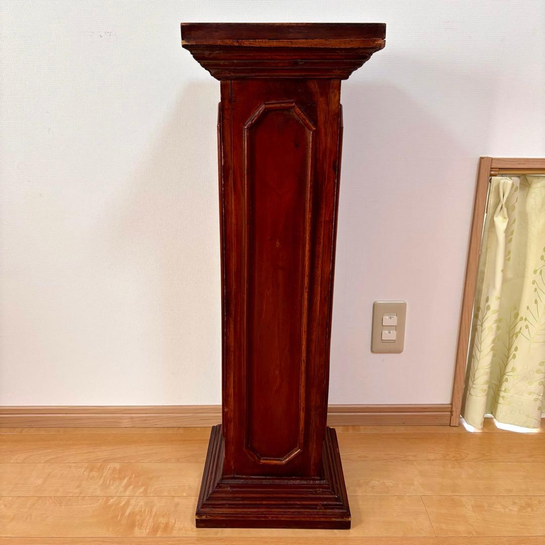 アンティーク調 木製コラムキャビネット クラシック収納棚 電話台 飾り台 花台