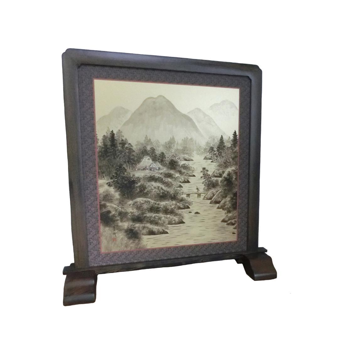 衝立 アンティーク 訳あり 和風 金砂子山水画 19番【たのメル便 対応商品】