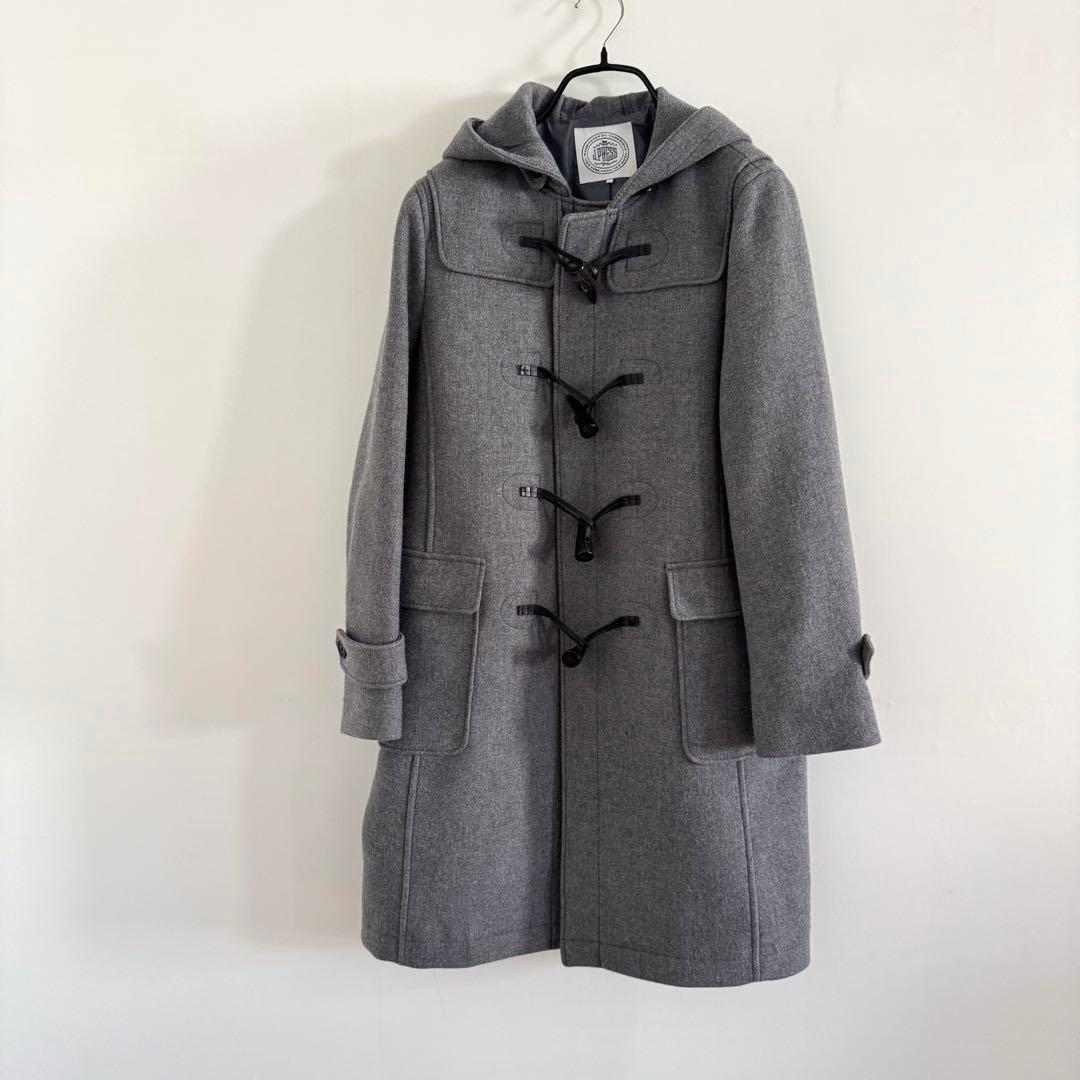 【極美品】ジェイプレス/スーパー100S二重織メルトンダッフルコート/グレー/L