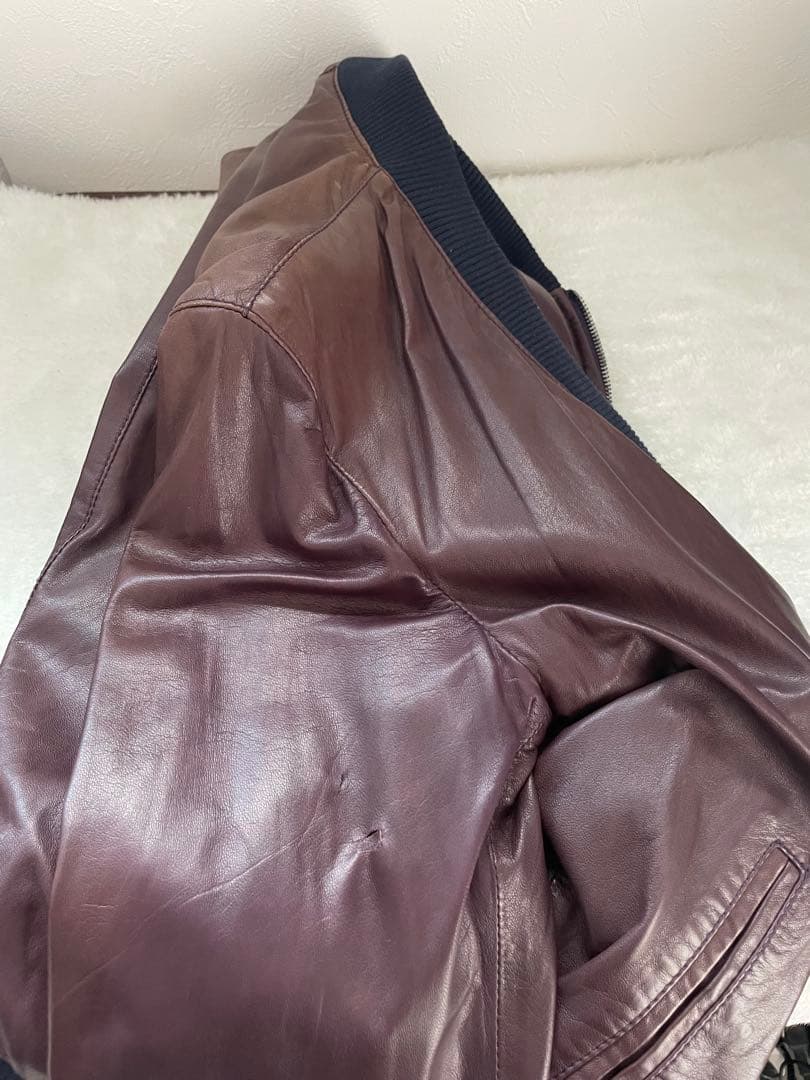 DOLCE&GABBANAシープスキン★ダークブラウンレザージャケット46/M