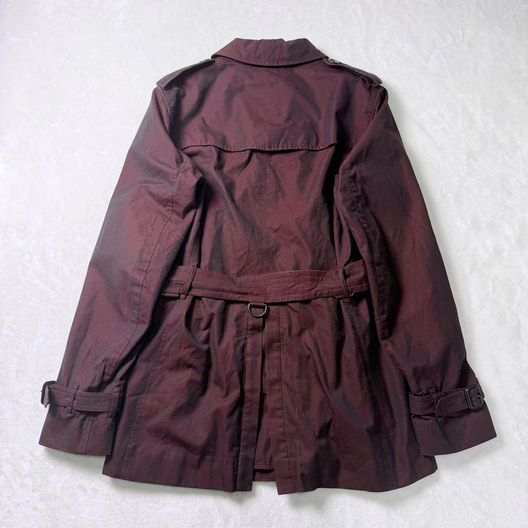 【希少・近年】BURBERRY ショートトレンチコート ベルト ボルドー 48