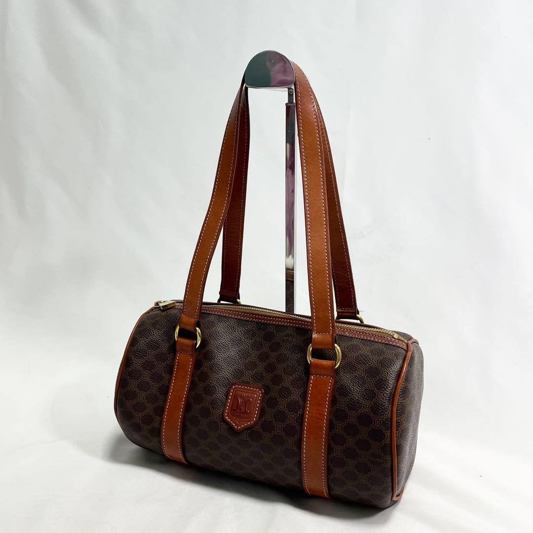 セリーヌ マカダム ハンドバッグ ミニボストンバッグ 筒型 大容量 多機能 ロゴ