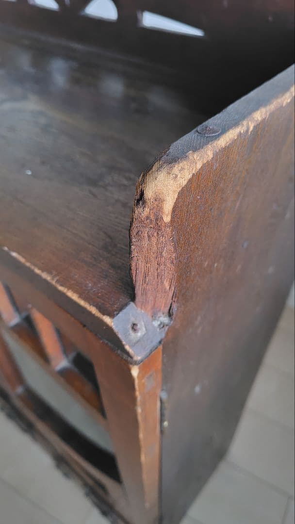 古家具　昭和レトロ　アンティーク 木製ガラス扉収納棚